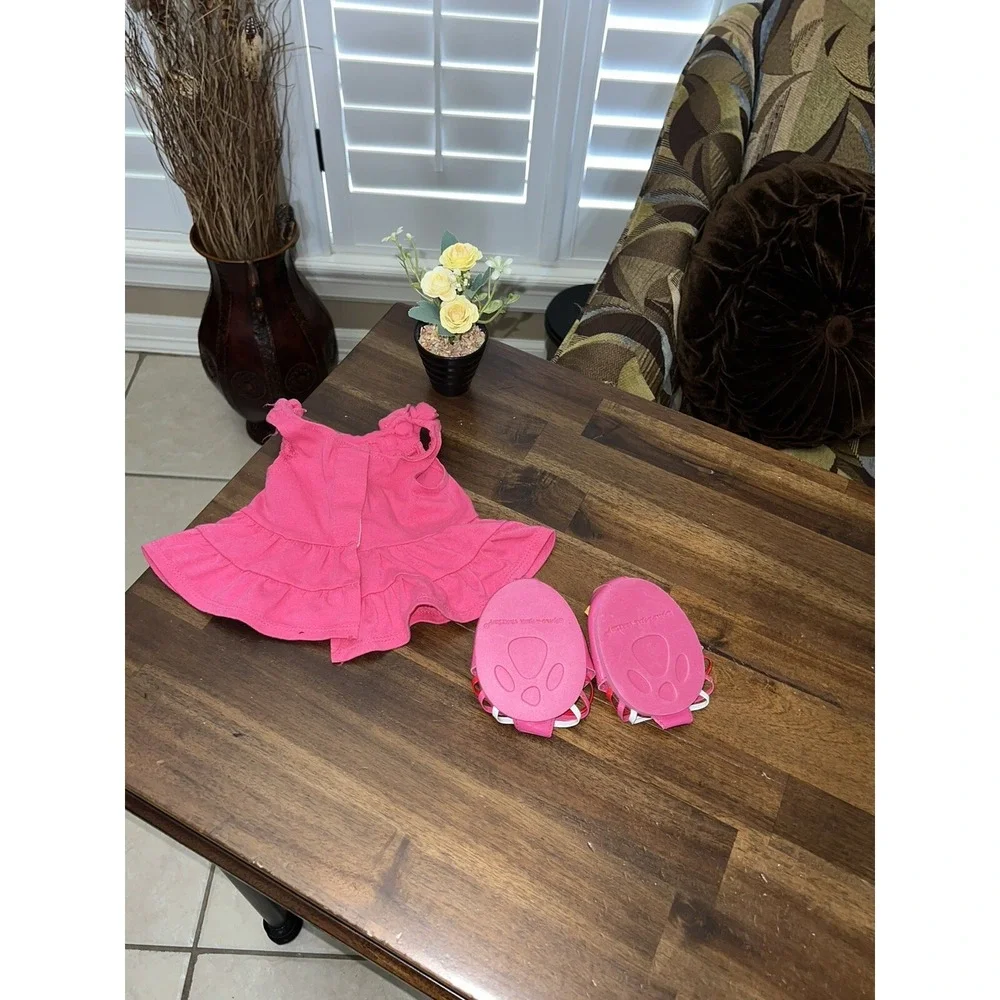 Build A Bear Plush Pink Top/Dress And Valentine's Shoes